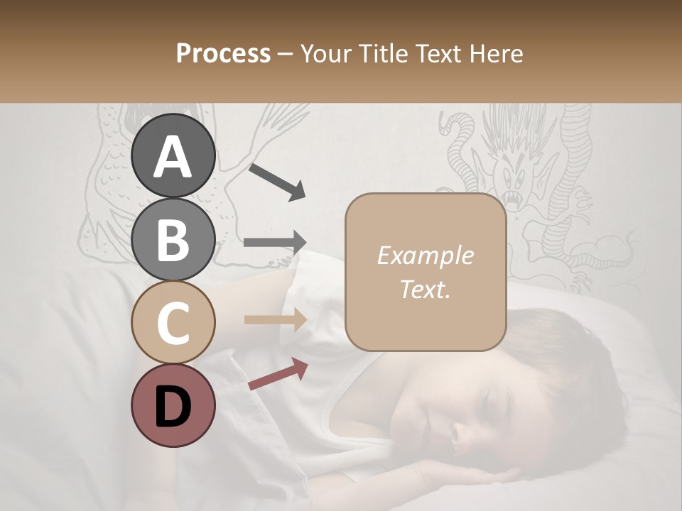 A Young Boy Sleeping On A Bed With A Monster Drawn On The Wall Behind Him PowerPoint Template