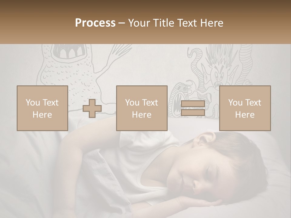 A Young Boy Sleeping On A Bed With A Monster Drawn On The Wall Behind Him PowerPoint Template