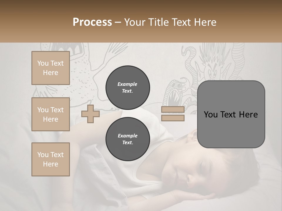 A Young Boy Sleeping On A Bed With A Monster Drawn On The Wall Behind Him PowerPoint Template