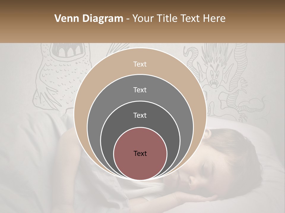 A Young Boy Sleeping On A Bed With A Monster Drawn On The Wall Behind Him PowerPoint Template