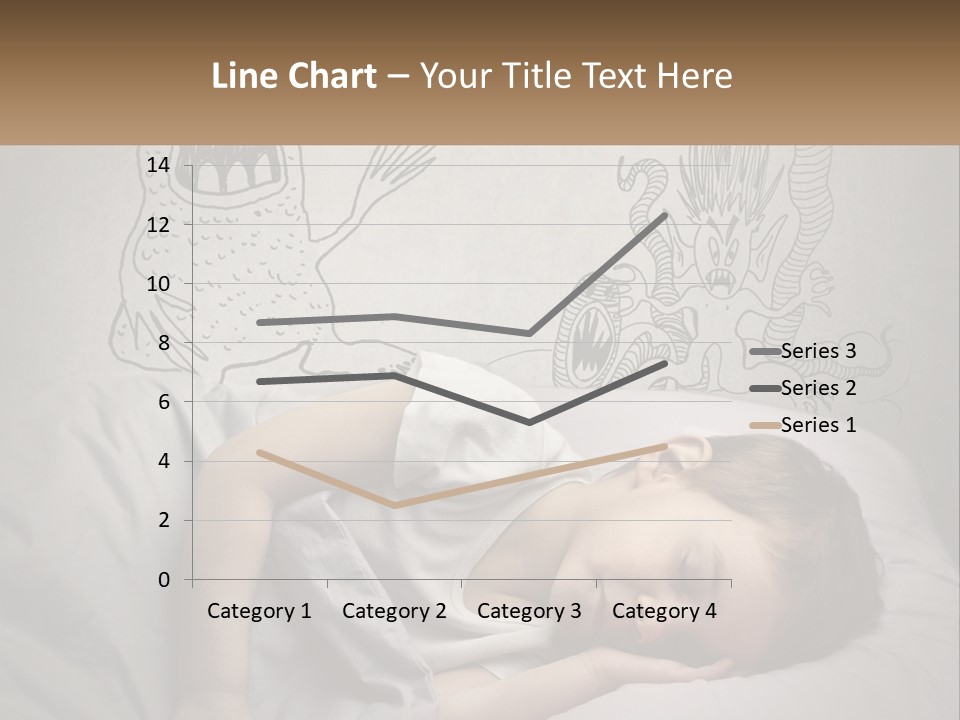 A Young Boy Sleeping On A Bed With A Monster Drawn On The Wall Behind Him PowerPoint Template