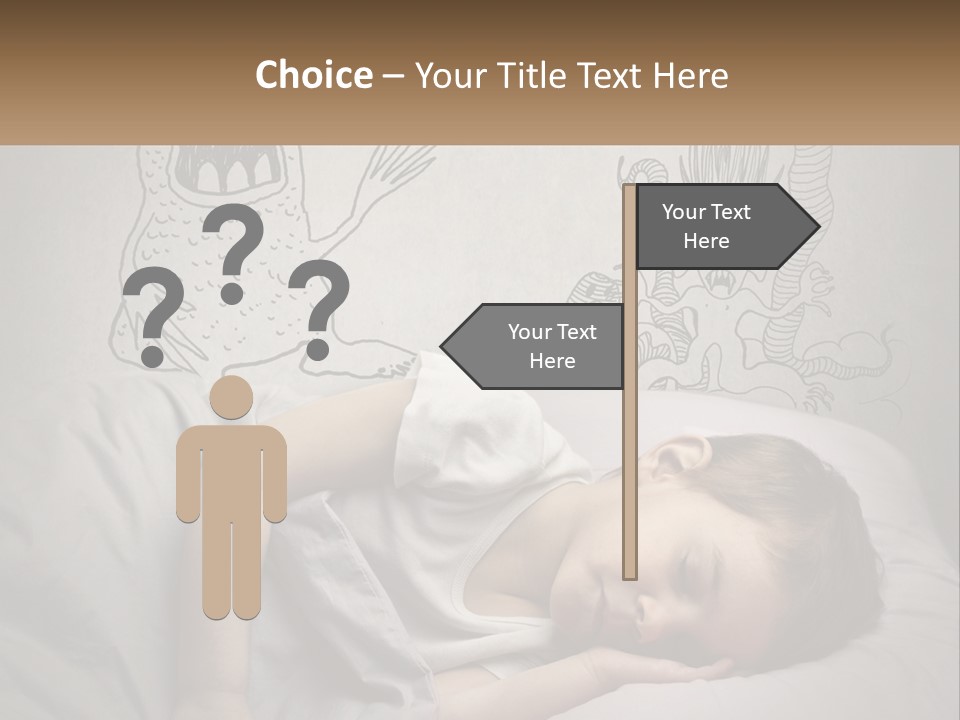 A Young Boy Sleeping On A Bed With A Monster Drawn On The Wall Behind Him PowerPoint Template