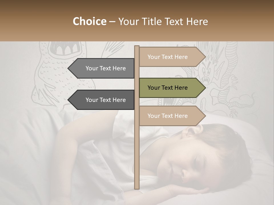 A Young Boy Sleeping On A Bed With A Monster Drawn On The Wall Behind Him PowerPoint Template