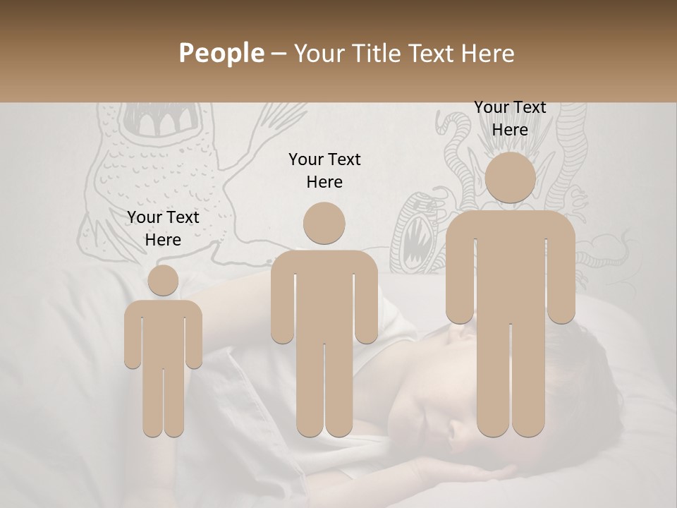 A Young Boy Sleeping On A Bed With A Monster Drawn On The Wall Behind Him PowerPoint Template