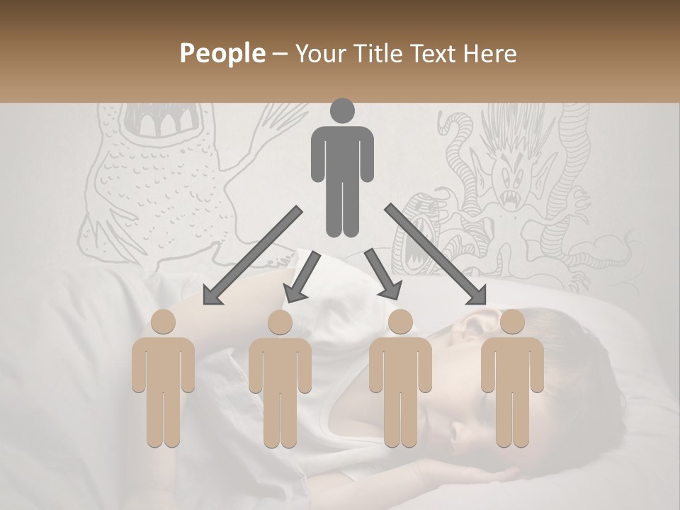 A Young Boy Sleeping On A Bed With A Monster Drawn On The Wall Behind Him PowerPoint Template