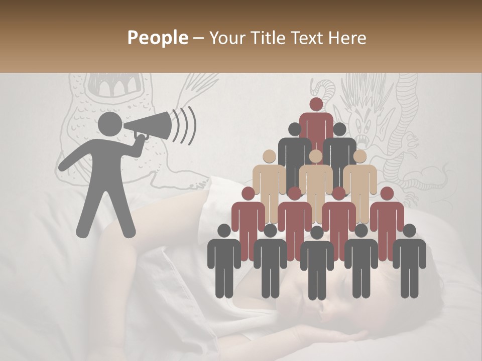 A Young Boy Sleeping On A Bed With A Monster Drawn On The Wall Behind Him PowerPoint Template