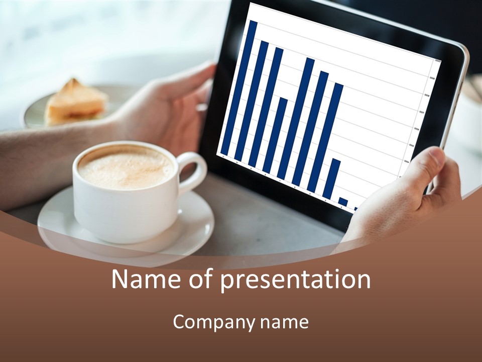 A Person Holding A Tablet With A Bar Chart On It PowerPoint Template