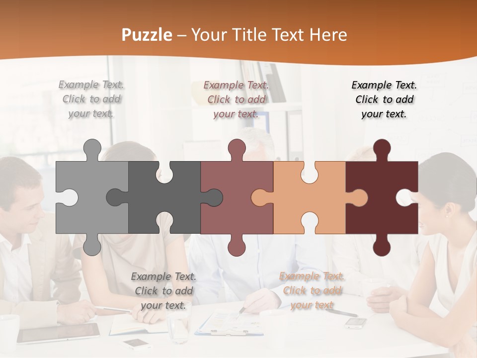 A Group Of People Sitting Around A Table PowerPoint Template