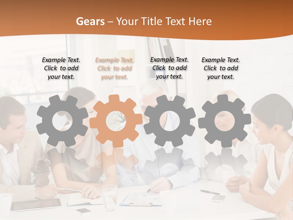 A Group Of People Sitting Around A Table PowerPoint Template
