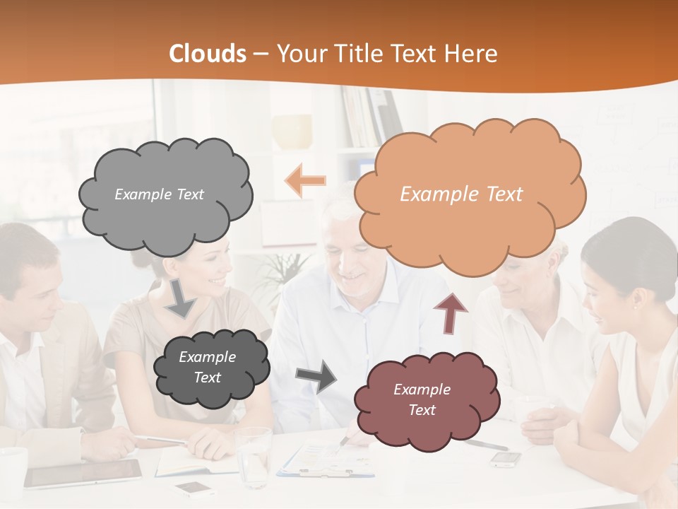 A Group Of People Sitting Around A Table PowerPoint Template