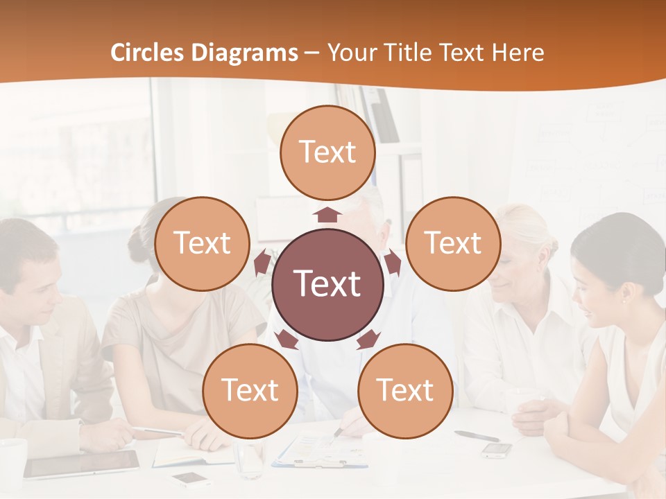 A Group Of People Sitting Around A Table PowerPoint Template