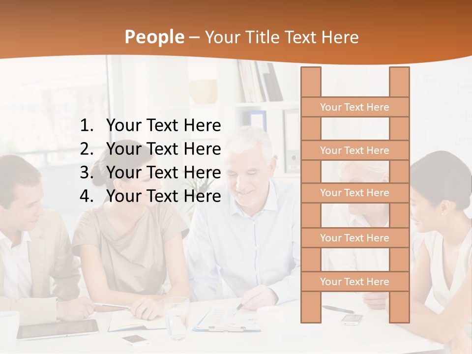 A Group Of People Sitting Around A Table PowerPoint Template