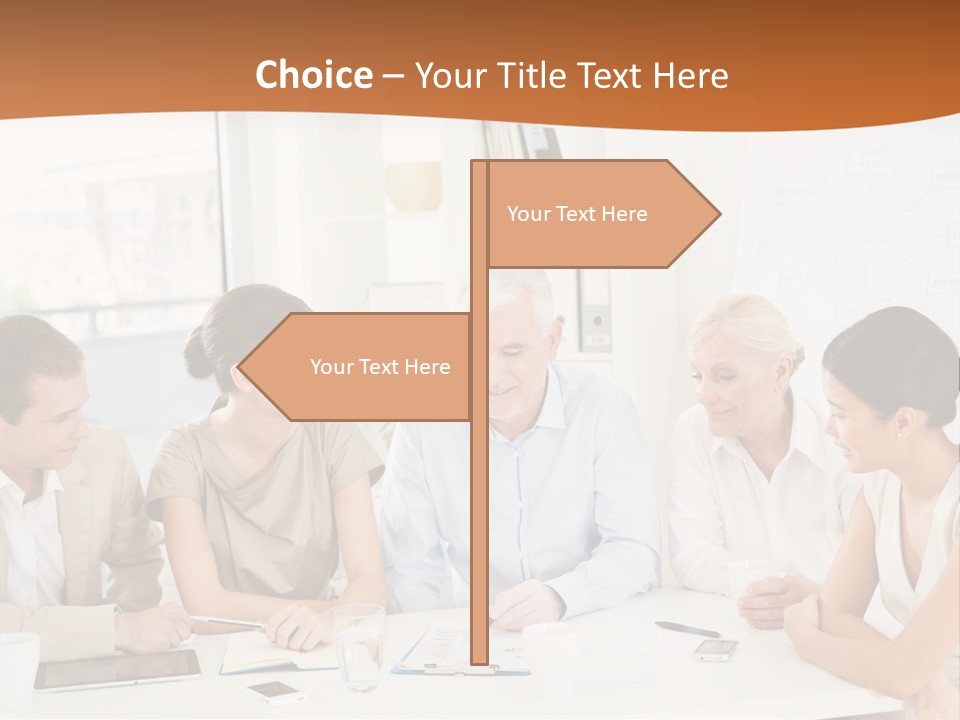 A Group Of People Sitting Around A Table PowerPoint Template