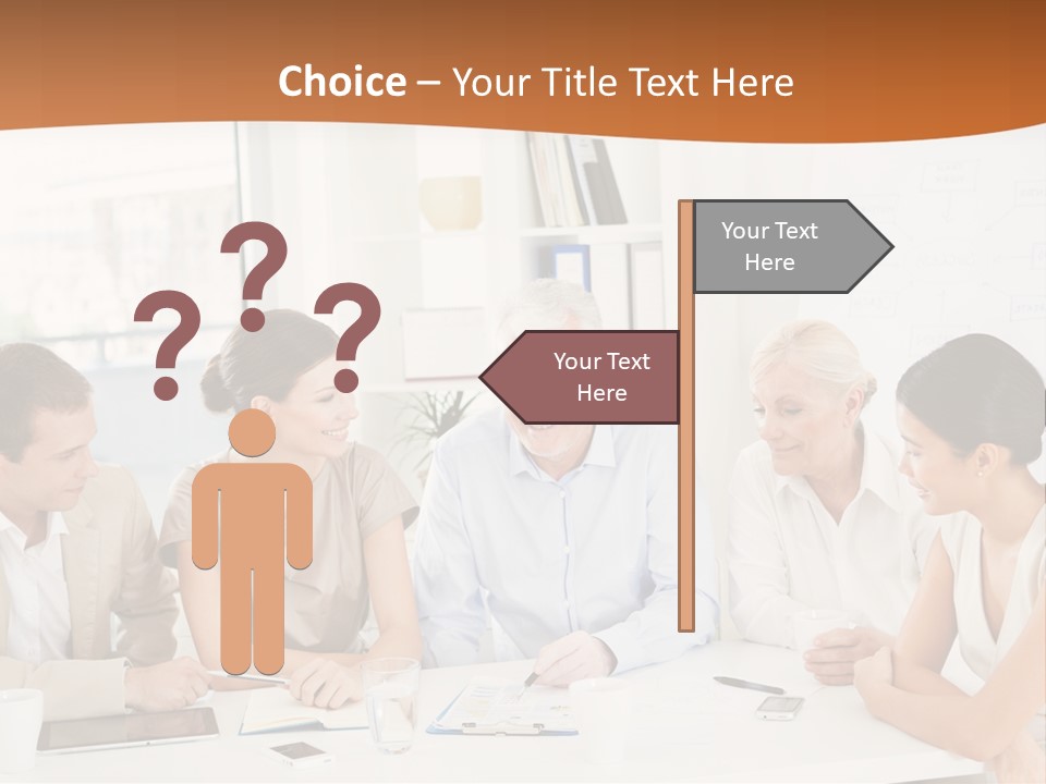 A Group Of People Sitting Around A Table PowerPoint Template