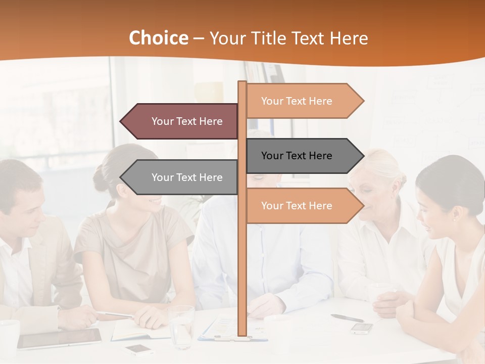A Group Of People Sitting Around A Table PowerPoint Template