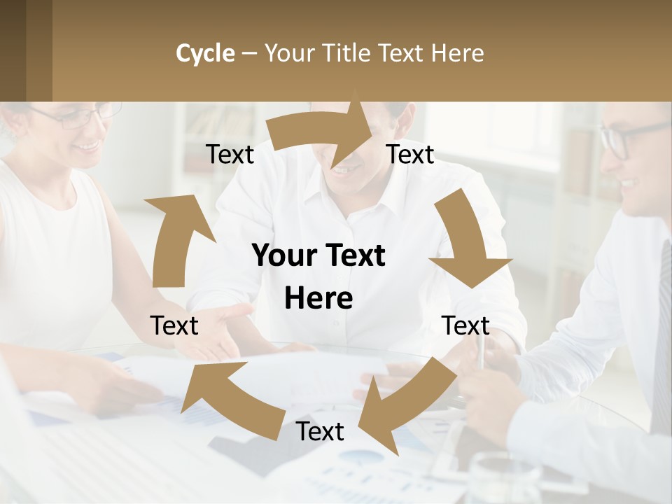 A Group Of Business People Sitting Around A Table PowerPoint Template