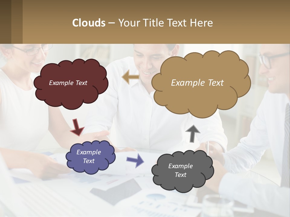 A Group Of Business People Sitting Around A Table PowerPoint Template