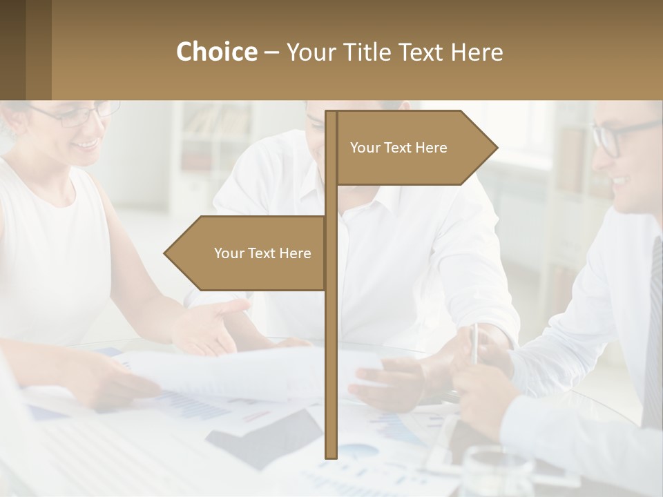 A Group Of Business People Sitting Around A Table PowerPoint Template