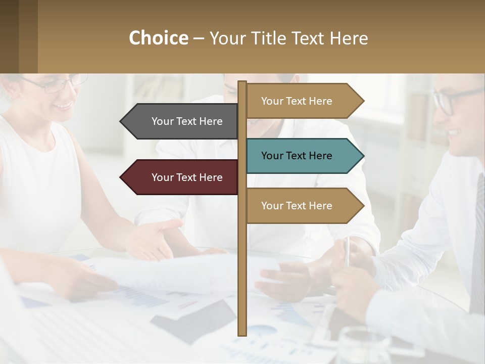 A Group Of Business People Sitting Around A Table PowerPoint Template