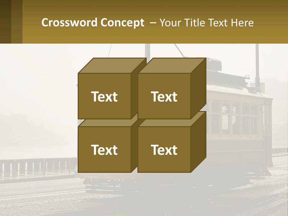 A Yellow Trolley Car On A Train Track PowerPoint Template