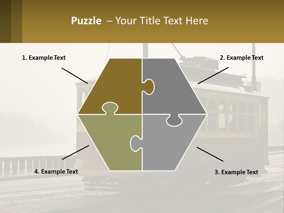 A Yellow Trolley Car On A Train Track PowerPoint Template