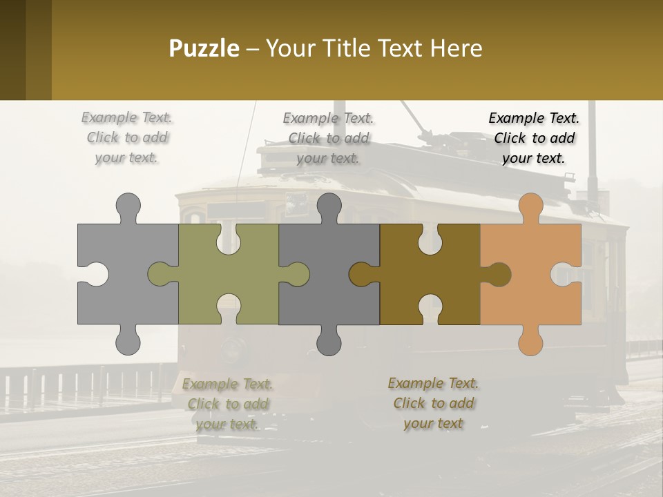A Yellow Trolley Car On A Train Track PowerPoint Template
