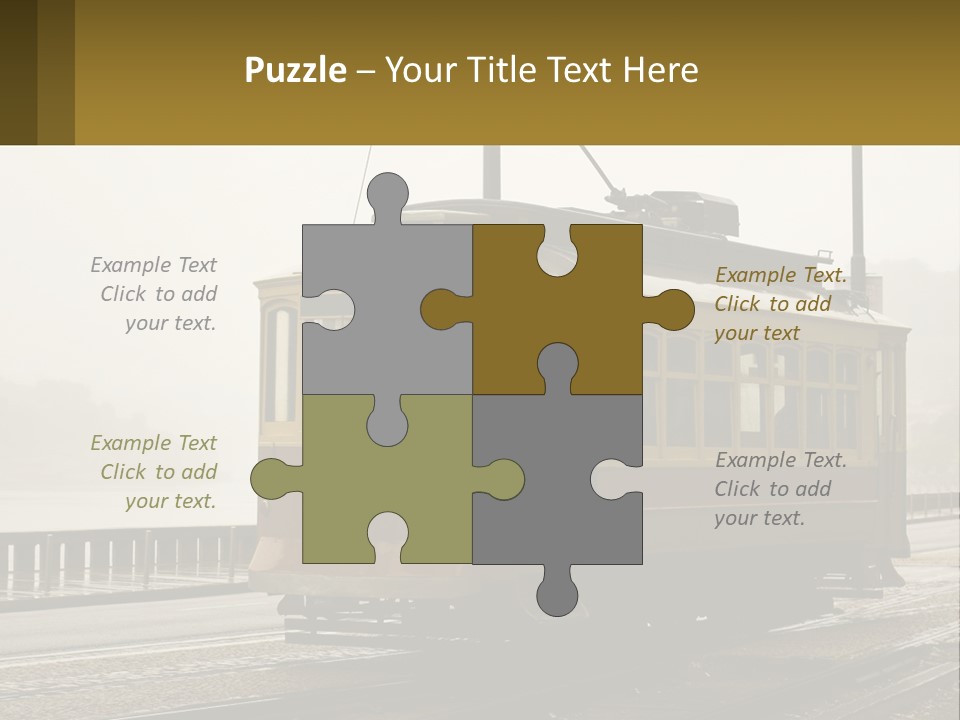 A Yellow Trolley Car On A Train Track PowerPoint Template
