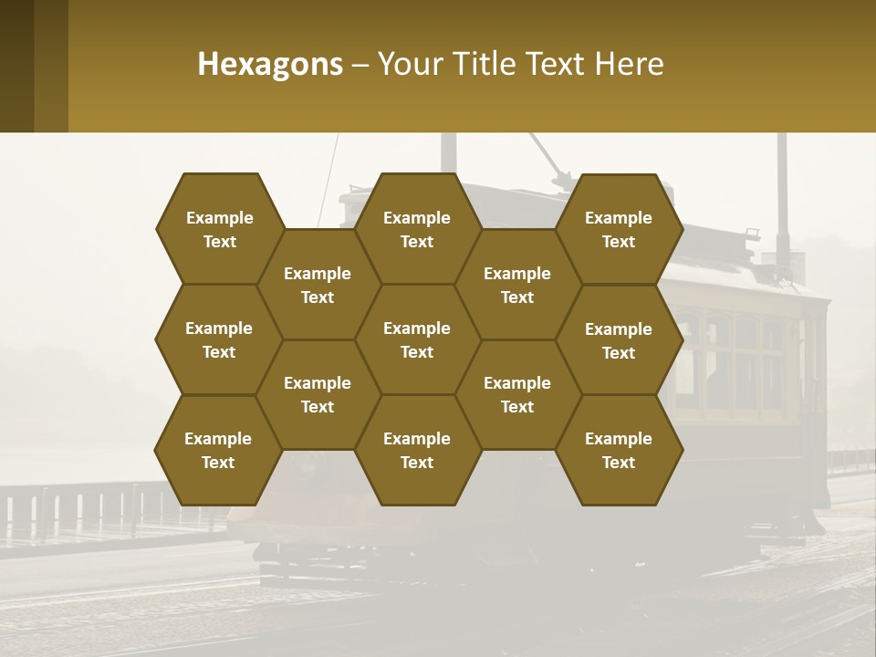 A Yellow Trolley Car On A Train Track PowerPoint Template