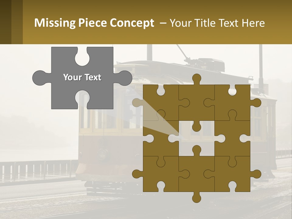 A Yellow Trolley Car On A Train Track PowerPoint Template