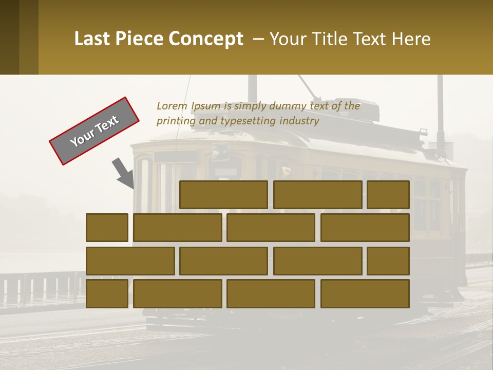 A Yellow Trolley Car On A Train Track PowerPoint Template