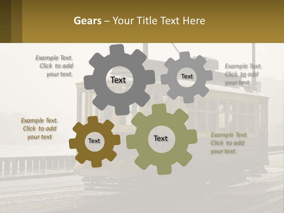 A Yellow Trolley Car On A Train Track PowerPoint Template