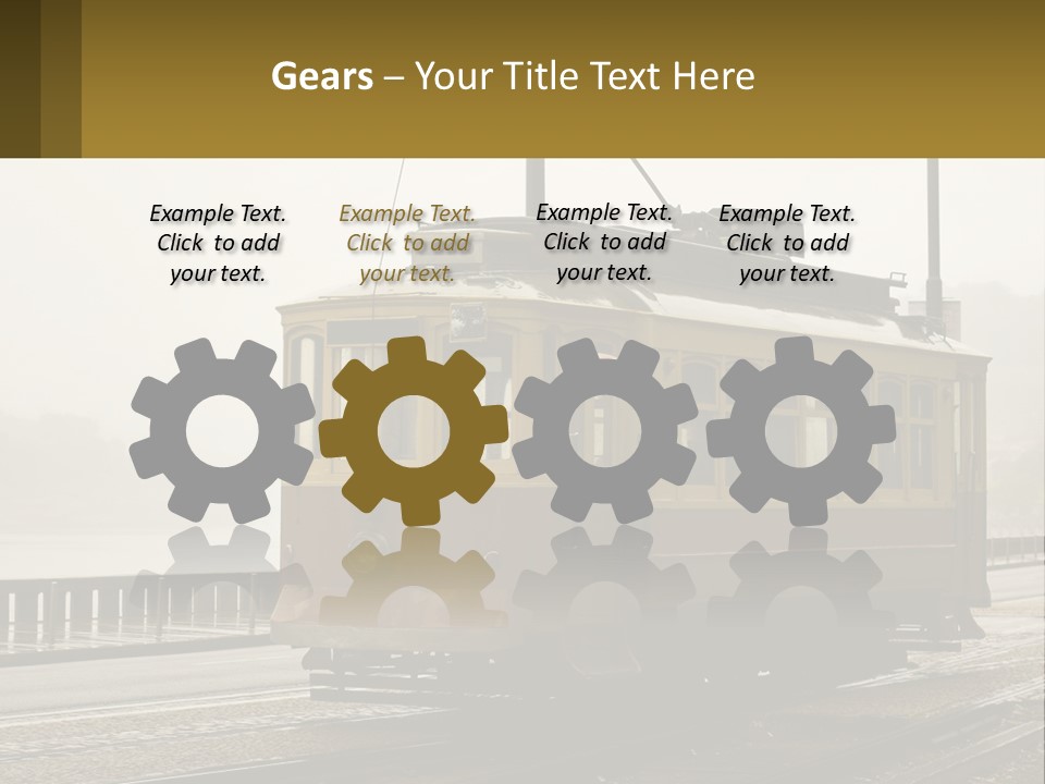 A Yellow Trolley Car On A Train Track PowerPoint Template