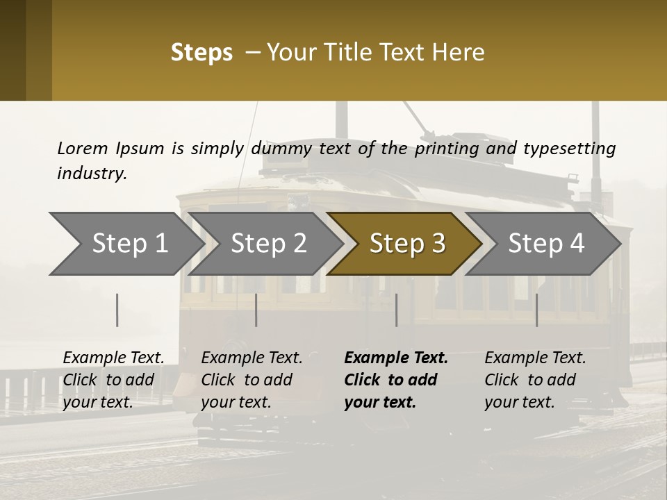 A Yellow Trolley Car On A Train Track PowerPoint Template