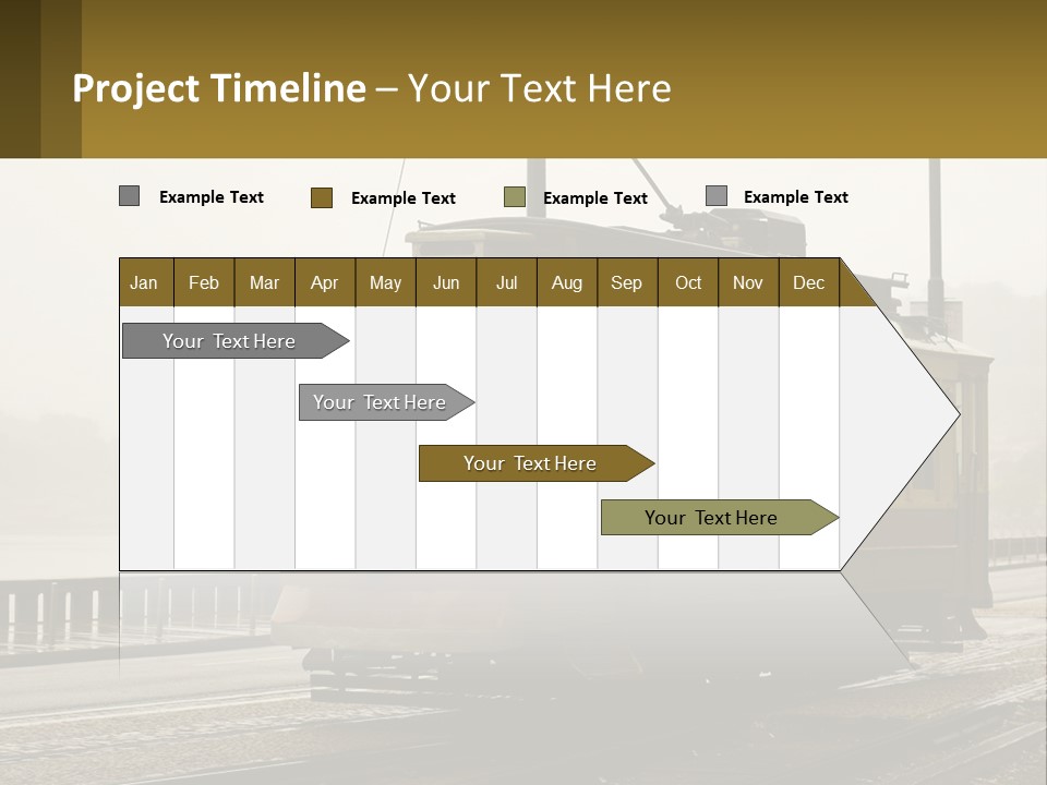 A Yellow Trolley Car On A Train Track PowerPoint Template