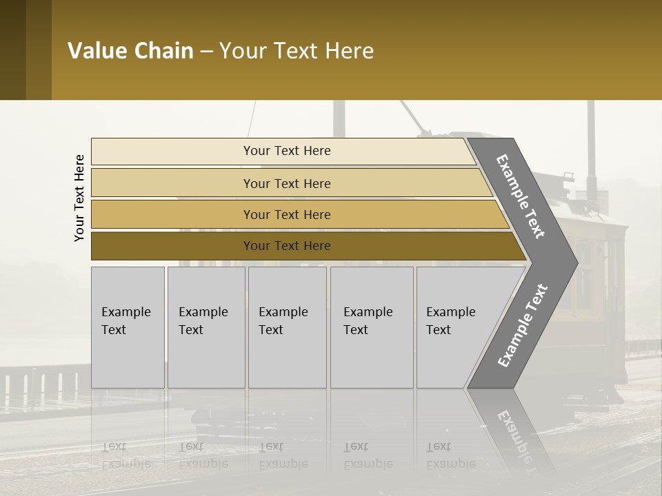 A Yellow Trolley Car On A Train Track PowerPoint Template