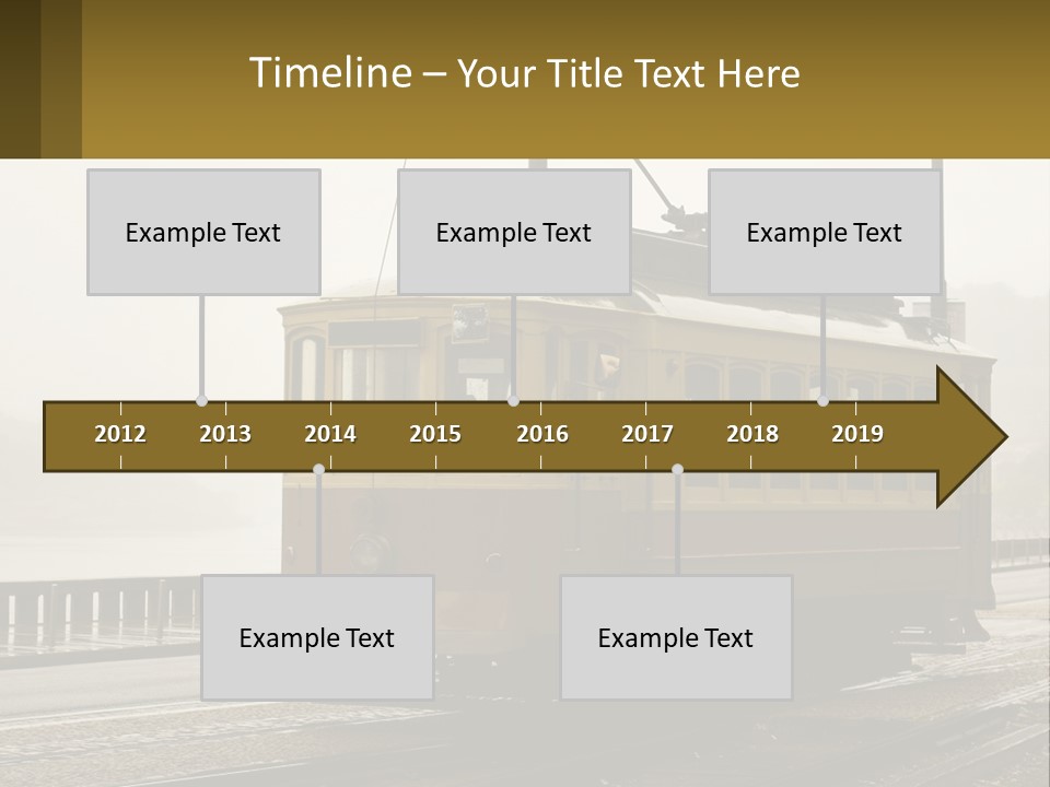 A Yellow Trolley Car On A Train Track PowerPoint Template