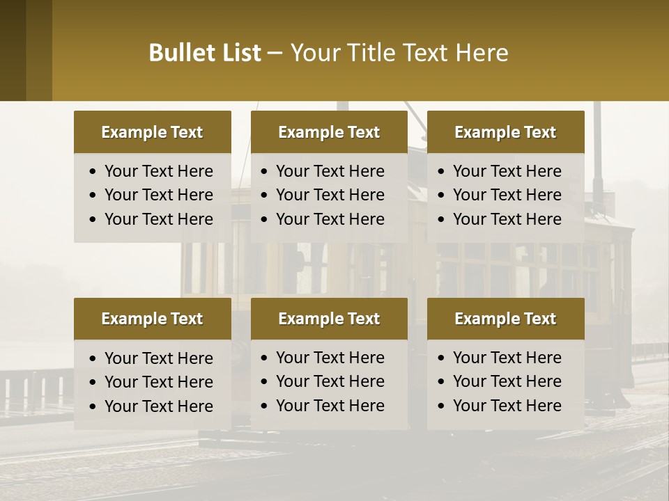 A Yellow Trolley Car On A Train Track PowerPoint Template