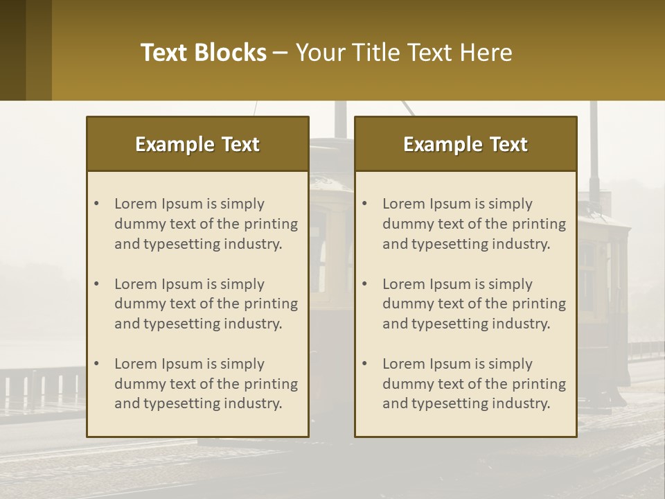A Yellow Trolley Car On A Train Track PowerPoint Template