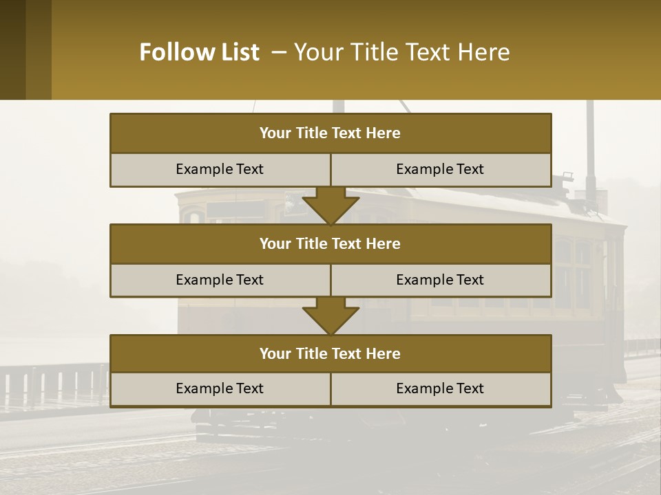 A Yellow Trolley Car On A Train Track PowerPoint Template