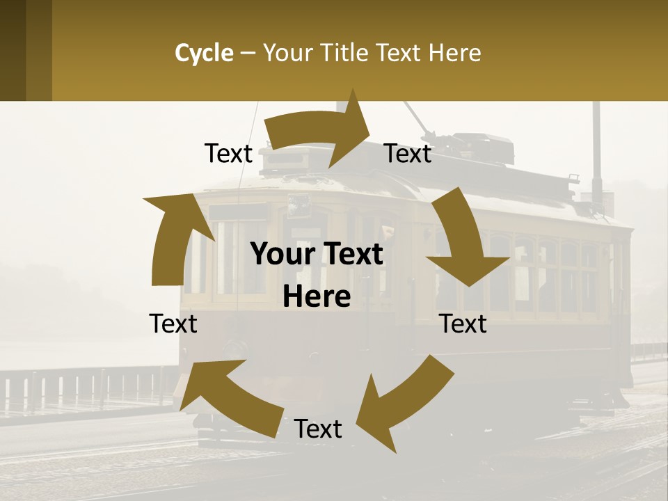 A Yellow Trolley Car On A Train Track PowerPoint Template