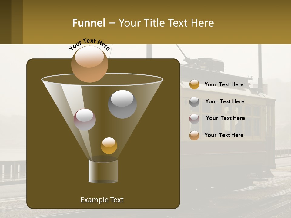 A Yellow Trolley Car On A Train Track PowerPoint Template