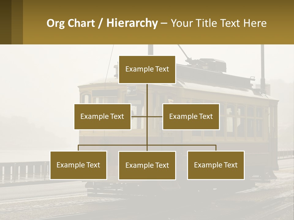 A Yellow Trolley Car On A Train Track PowerPoint Template