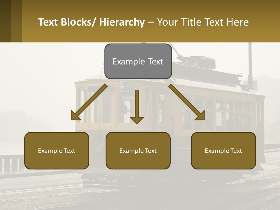 A Yellow Trolley Car On A Train Track PowerPoint Template