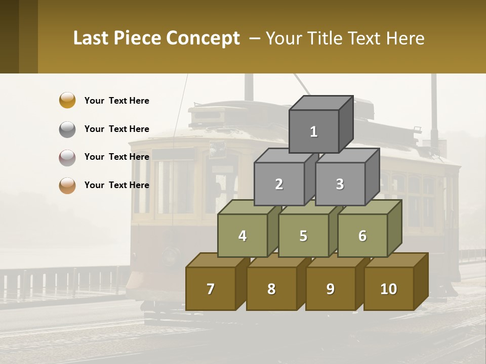 A Yellow Trolley Car On A Train Track PowerPoint Template