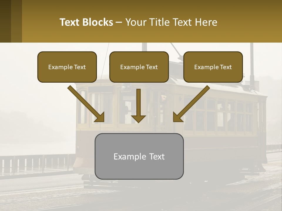A Yellow Trolley Car On A Train Track PowerPoint Template