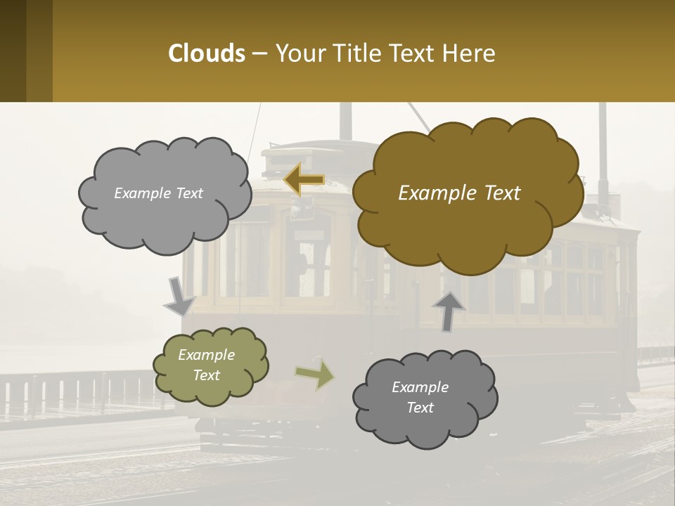 A Yellow Trolley Car On A Train Track PowerPoint Template