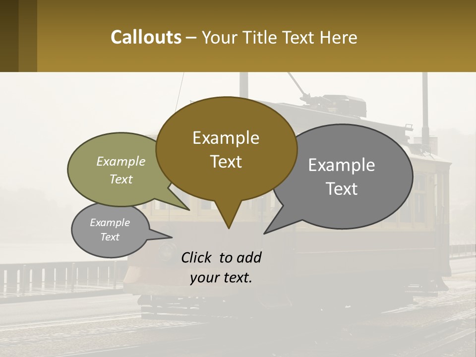 A Yellow Trolley Car On A Train Track PowerPoint Template