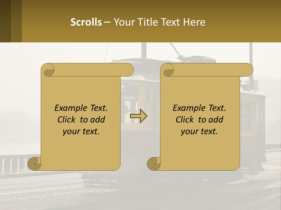 A Yellow Trolley Car On A Train Track PowerPoint Template