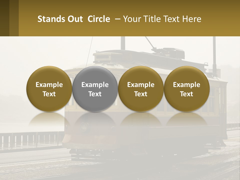 A Yellow Trolley Car On A Train Track PowerPoint Template