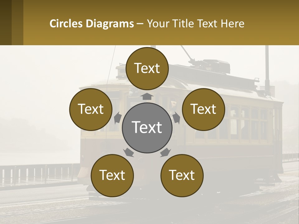 A Yellow Trolley Car On A Train Track PowerPoint Template